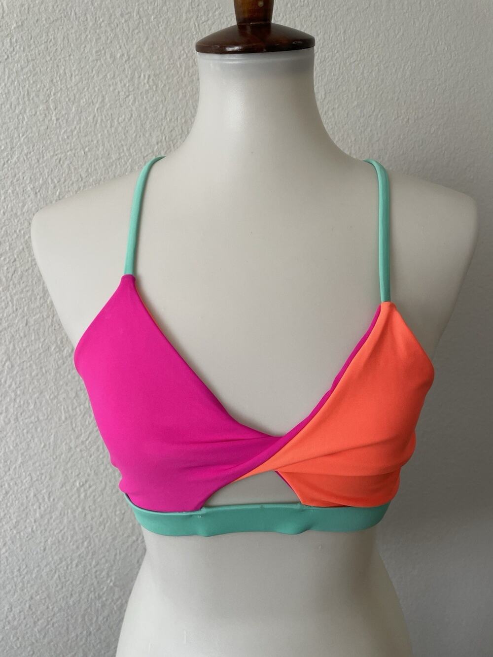 Popvil Swim Bikini Top Multicolor Colorblock Swimwear Beach Summer